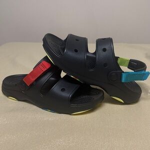 CROCS All Terrain Sandals with Red, Green, yellow and Blue Straps. J5,W7,M5 NWOT